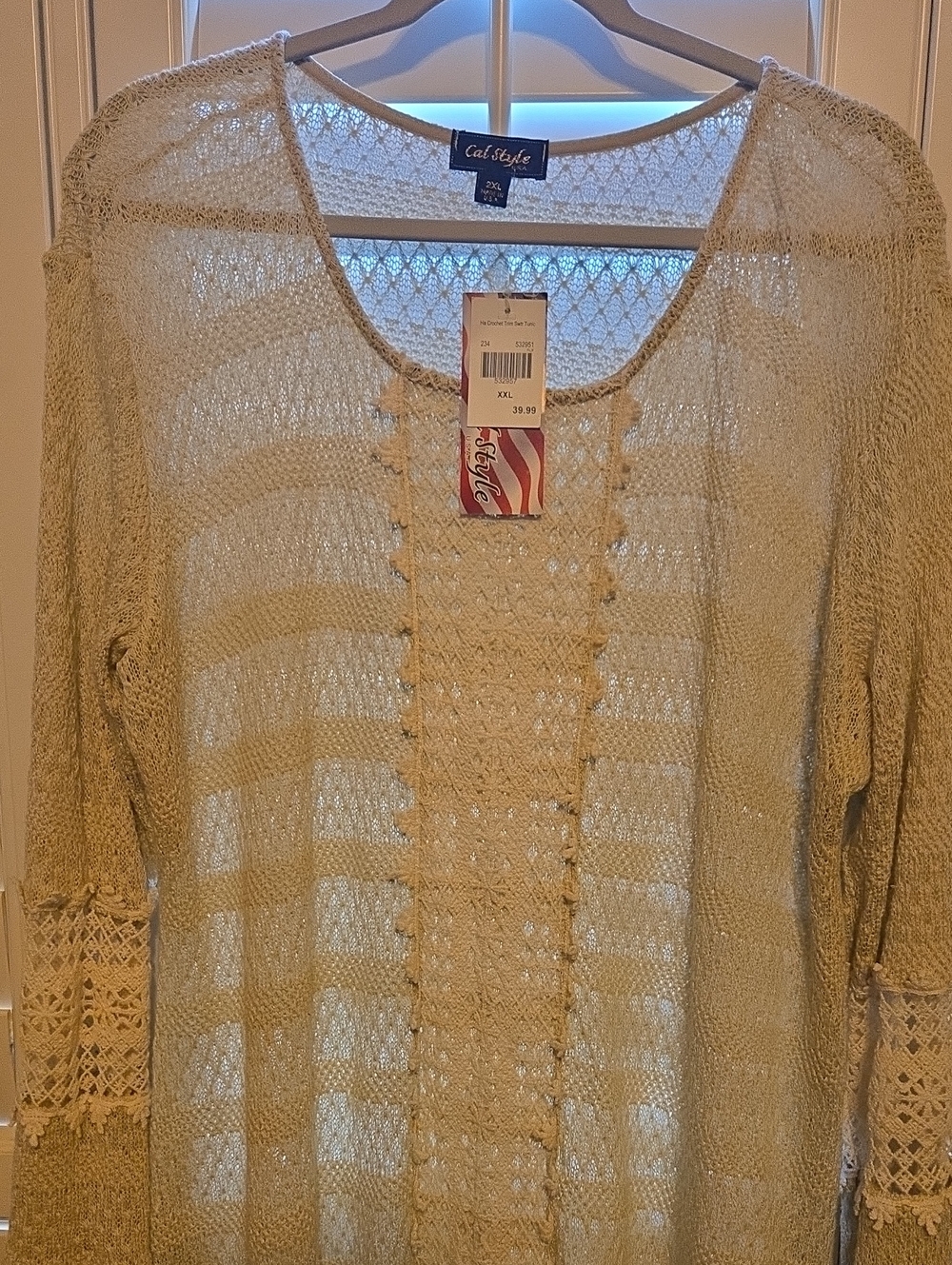Cal Style Cream Open-Knit Tunic Sweater